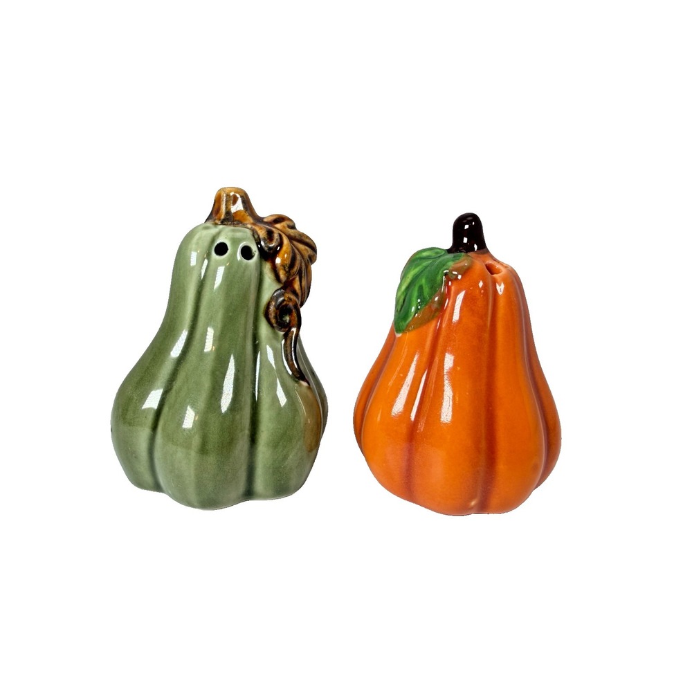 Vintage Ceramic Pumpkin and Gourd Salt & Pepper Shakers Fall Harvest Decor - Picture 3 of 6